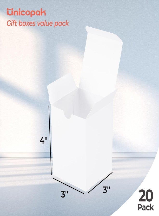 UnicoPak 20 Pack 3x3x4 Gift Boxes Bulk White Small Gift Boxes, Ideal for Birthday Gifts Christmas Gifts Party Favors Homemade and Business - Image 2